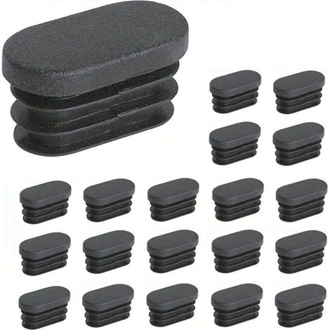 100 embouts ovales en plastique de 15 x 30 mm pour pieds de meubles et de chaises, bouchons pour tubes ovales. (1/4)