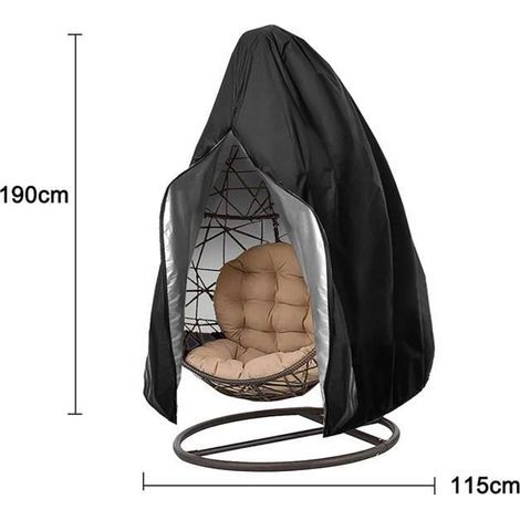 Outdoor garden furniture cover, 210D egg-shaped swing chair cover, size 190x115 cm.