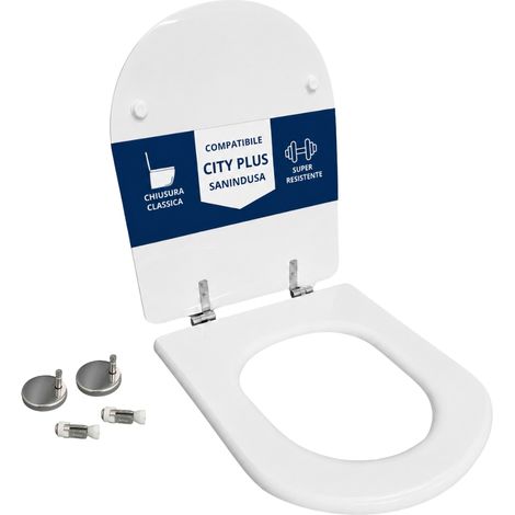 Copriwater City Plus Sanindusa legno rivestito in resina poliestere bianco (1/4)
