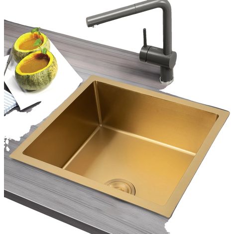Fregadero de cocina, acero inoxidable 201, 20 cm de profundidad, capacidad de 3 litros, instalación sobre encimera, cubeta individual. (1/5)