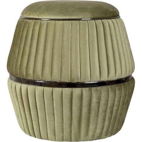 Pouf Rond Design "Doric" 53cm Vert & Gris (1/5)