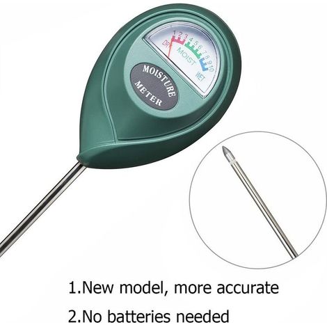 Misuratore di umidità del terreno con scala di facile lettura – senza batterie – per piante in vaso – giardinaggio e agricoltura – verde 18 cm (1/4)