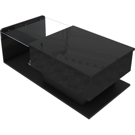 Moderner quadratischer Beistelltisch / Couchtisch aus Sicherheitsglas – 80 cm Seitenlänge. Tischbeine aus MDF mit schwarzer Holzoptik. Ideal für Esszimmer, Wohnzimmer, Büro etc. (1/5)