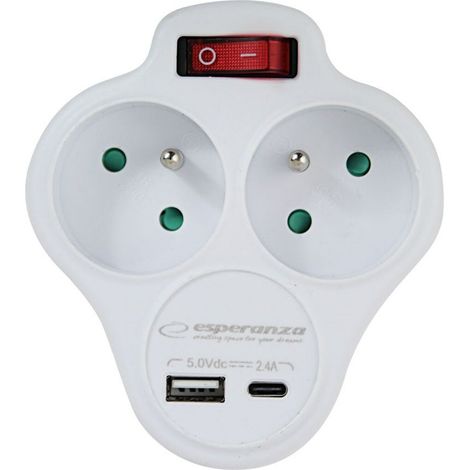 Esperanza elec splitter per prese 2 prese usb c switch usb b bianco (1/5)