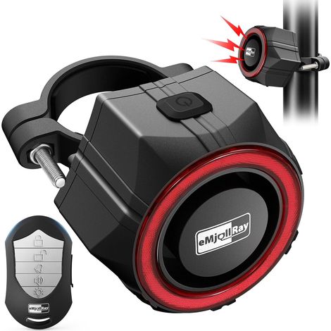 Alarme de Vélo Antivol sans Fil avec Télécommande Alarme Sonore Étanche IP65 Rechargeable pour Vélo Électrique Moto Scooter Trottinette (1/5)