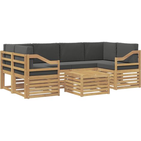 Conjunto de sofás de exterior 7 uds. 6 plaza Blanco y Antracita vidaXL (1/5)