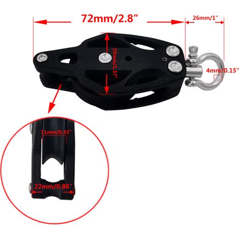 Black nylon single roller for yachts 8038, sailboat roller and high-strength nylon roller, boat roller accessories, 35 mm nylon--DTEKGAZ