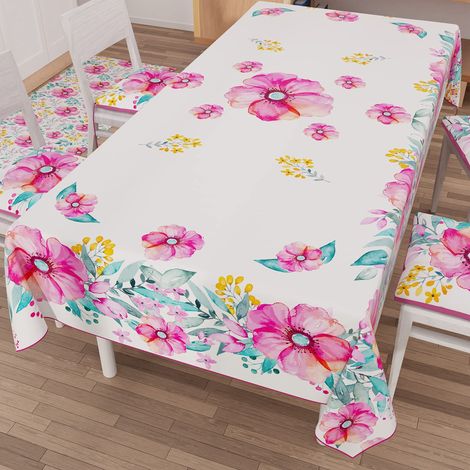 Nappe, Nappe de Table, Nappe Rectangulaire, Nappe Anti-Taches, 140x240 cm, Floral Fuchsia, 100% Made in Italy (1/5)