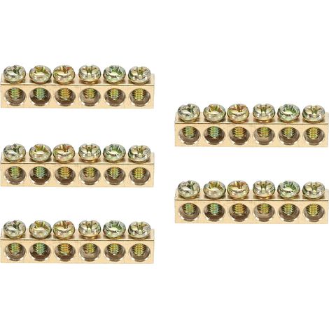 5 Pcs Borne De Terre, 6 Positions Borne De Terre En Laiton À Vis, Bloc À Vis En Laiton M4 38.9x5.5x7.5mm Pour Appareils Électriques (1/5)