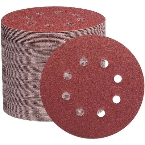 Disques Abrasifs 125mm 105 Pièces Papier de Ponçage 8 Trous Grain 40 à 600 pour Ponceuse Excentrique
