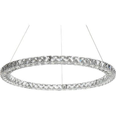 Lámpara de techo LED de cristal metal plateado transparente forma redonda Magat
