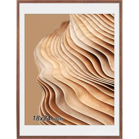 Cadre photo mural en bois de chêne - 45,7 x 61 cm - Acrylique avec verre acrylique - Avec verre acrylique sûr - Montage mural (noyer, 18 × 24) (1/5)