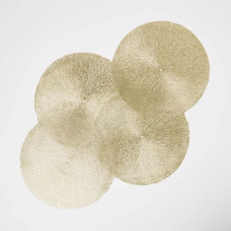HOMESCAPES Set of 4 Round Decorative Gold Placemats (1/5)