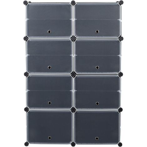 Meuble chaussures 28 paires noir 7 niveaux, étagère à chaussures extensible, armoire de rangement chaussures (1/5)