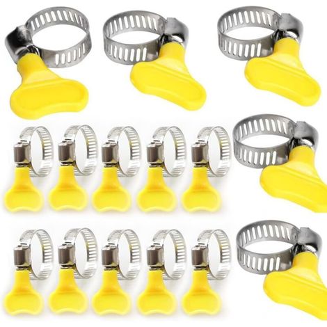 Colliers de serrage en acier inoxydable, lot de 24, clé à molette avec vis sans fin, colliers de serrage pour conduites de carburant, pour plomberie et applications automobiles (18-32 mm) (1/4)