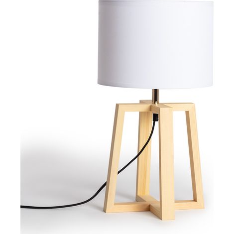 Lámpara de Mesa de Madera Korsade Blanco (1/5)