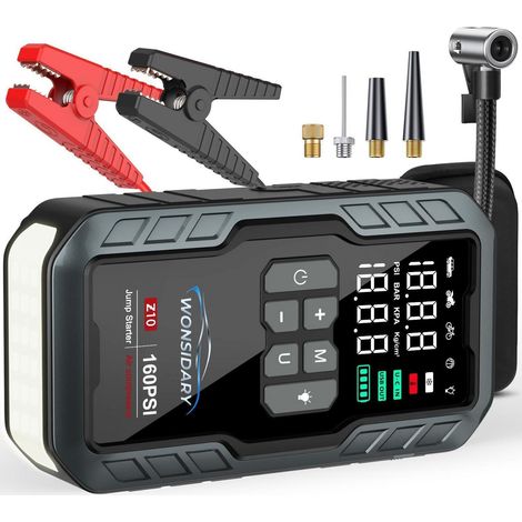 Starthilfe Powerbank 7000A mit 160 PSI Kompressor, 27000mAh, für 12V Benzin/Diesel, LED-Licht (1/5)