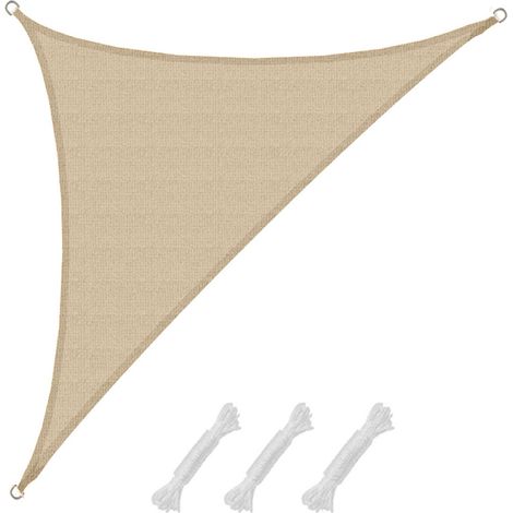 Toldo UV HDPE 3,6x3,6x5,1 Vela Protección Solar Triangular Techo Balcón beige (1/5)