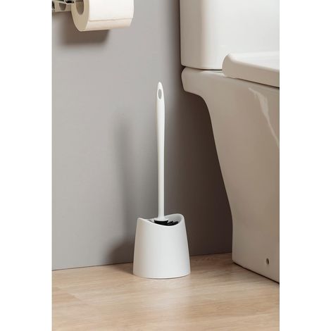 Brosse WC Standard - Lot de 2 - Polypropylène Sans BPA - Nettoyage Hygiénique Ergonomique - Pour Tous Types de Toilettes - Noir et Blanc 38 cm (1/4)