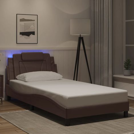 Bettgestell "Viana" mit LED ohne Matratze Braun 100x200 cm