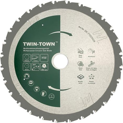 Lame de Scie Circulaire TCT Multifonction 254x30mm 28 Dents, Lame Polyvalente en Carbure de Tungstène Idéale pour Bois, Bois avec clous, l'acier, l'aluminium, l'acrylique (1/5)