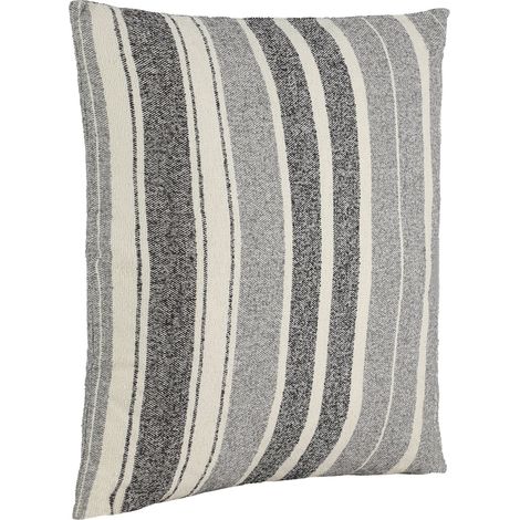 EGLO LIVING Kissen Chevery, Couch Zierkissen im Industrial Vintage Design, gestreiftes Dekokissen aus Baumwolle und Polyester in Grau und Creme, Kissenbezug mit Inlett, Sofakissen 45x45 cm (1/5)