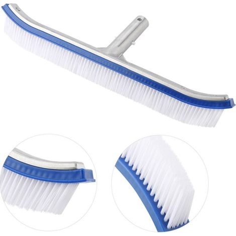 SJLERST Brosse murale pour piscine de 18 pouces avec manche en aluminium pour étangs, spas et piscines thermales (1/5)