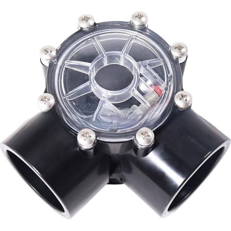 Vanne de dérivation de piscine à deux voies à angle droit de 5,1 cm en plastique pour systèmes d'irrigation de piscine, résistante à la rouille, installation facile, noire, compacte (1/5)