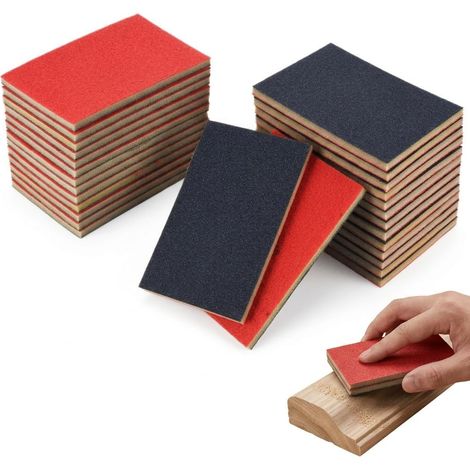 24 Pièces Éponges à Poncer Grains 80/120/180/240/320/400/500-600/800-1000/1200-1500/2000/2500/3000 Papier de Verre Humide et Sec, Papier Abrasif Flexible pour Ponçage Bois, Métal et Cloisons Sèches (1/5)