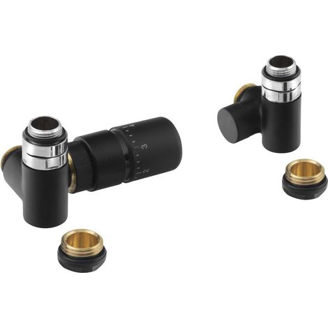 Sapho Corner Combi - Kit termostático de conexión de válvulas, izquierda, negro mate CP3021BS (1/2)