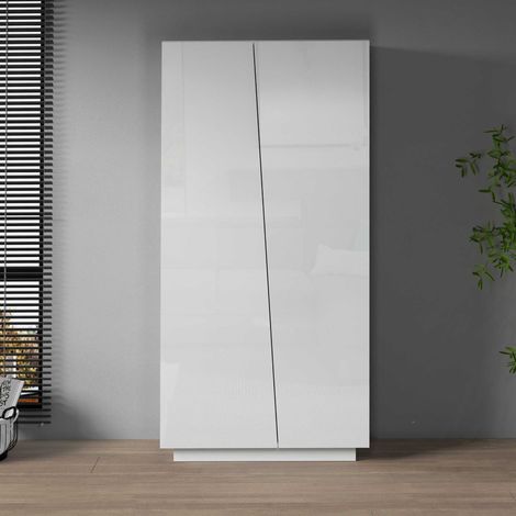 WHOUS Armadio multiuso Easy a 2 ante bianco lucido 79,20x38x166 cm