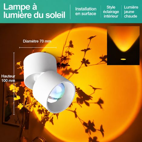 Spot LED en saillie 15W effet coucher de soleil corps blanc orientable blanc 15w350 réf 9237 9,5 × 9,5 × 12 cm 400 g – Livraison gratuite