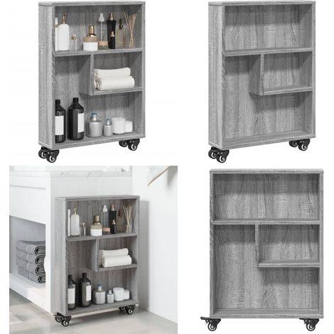 vidaXL Chariot de rangement étroit sonoma gris bois d'ingénierie (1/5)