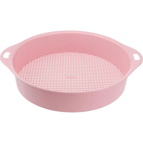 Tamis de jardin en plastique vert pour compost, outil de jardinage à mailles de pierres avec poignée (rose) (1/5)