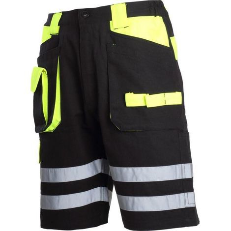 Pantalones cortos negros y amarillos, 100% algodón, reflectantes, "M", CE,lahti (1/2)