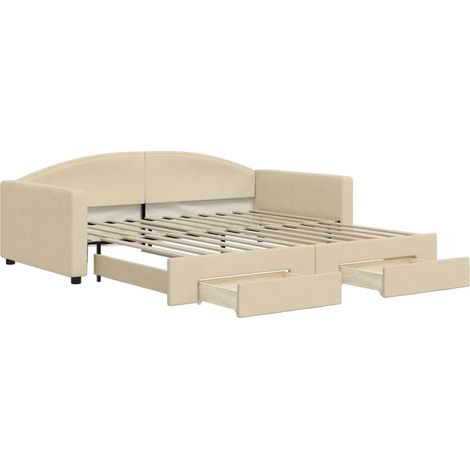Maison Exclusive - Tagesbett Ausziehbar mit Schubladen Creme 100x