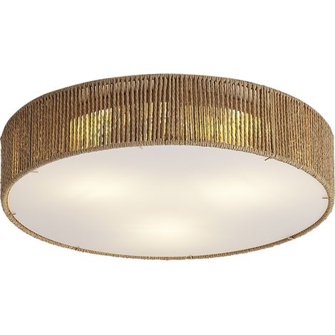 QAZQA Lámpara de techo Japandi natural con pantalla de 46 cm y 3 (1/5)