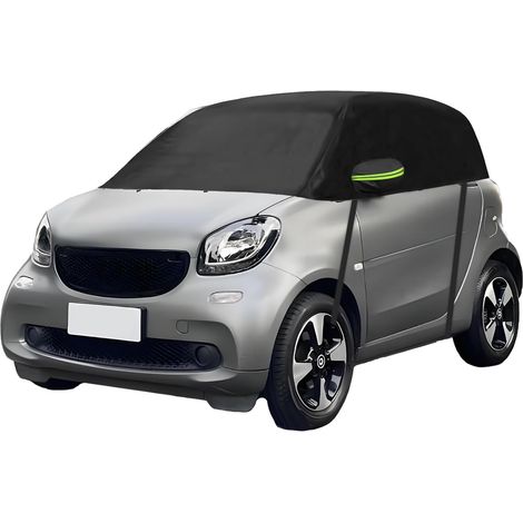 Demi Bâche Voiture Extérieur Compatible avec Fortwo 2006-2025, Bâche Voiture Extérieur, Housse de Protection Voiture Étanche, Étanche Anti UV Soleil Anti Rayure (Noir) (1/5)