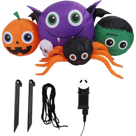 Aufblasbare Halloween-Spinnenelfe, 1,5 m, wasserdicht (IP44) mit integrierten LED-Leuchten für den Garten, 100–240 V, australischer Stecker (1/5)
