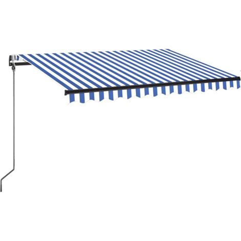 INLIFE Auvent automatique capteur de vent/LED 350x250 cm Bleu et blanc (1/5)