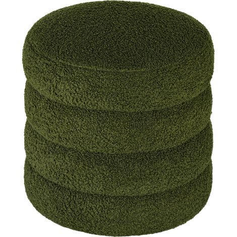 Tabouret rond en polaire douce, jusqu'à 120 kg, Ø 40 x H 45 cm, vert