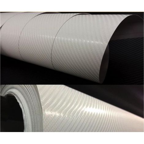 Pellicola car Wrapping adesiva Carbonio BIANCO 6D lucida di alta qualità - Misura: 152cm x 100cm (1/3)