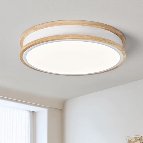 LED-Deckenleuchte, weiße Holz-Deckenleuchte, 30 cm runde Deckenleuchte für Schlafzimmer, Wohnzimmer, Küche, Flur, Esszimmer, 24 W, 4000 K (1/5)