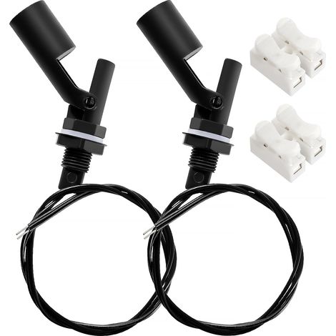 2 Pièces M12 10W Capteurs de Niveau de Liquide d'Eau, PP Interrupteur à Flotteur à Montage Latéral, Capteur de Flotteur Liquide Horizontal, avec Connecteur de Fil à Ressort, Noir (1/5)