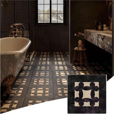 JSSEVN - 10 Pieces Self-Adhesive PVC Floor Tiles - Checkerboard Effect Parquet Tiles with Click-together Installation for Kitchen, Self-Adhesive Flooring, Vinyl, Waterproof, 30x30cm (1/5)