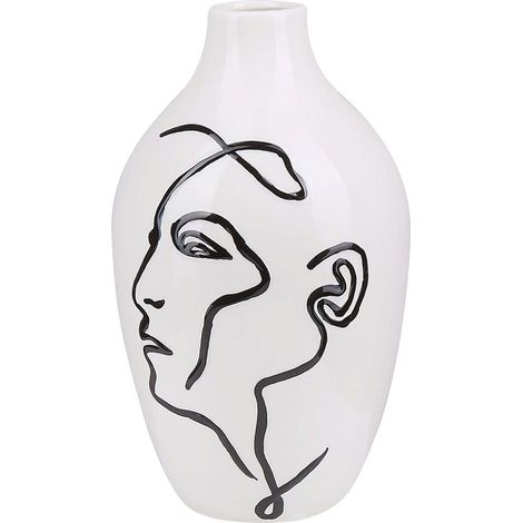 Blumenvase HELIKE Steinzeug 23 cm Weiß