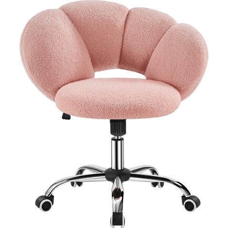 Homevive Silla de Escritiorio de Oficina Silla de Estudio Altura Ajustable Silla Alchoada Silla Sin Reposabrazo MAX Capacidad 136 KG Rosa