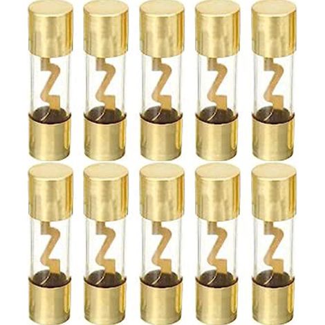 10 X 50a Fusible Agu Voiture Automobile L'audio Puissance Scurit Protger Tube De Verre Plaqu Or Protection (1/5)