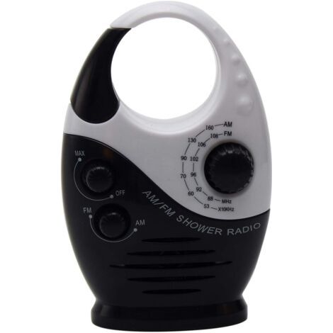 Radio de douche de salle de bain, mini radio AM FM étanche avec poignée supérieure, haut-parleur à volume réglable, pour salle de douche chambre à coucher salle de bain familiale (1/5)