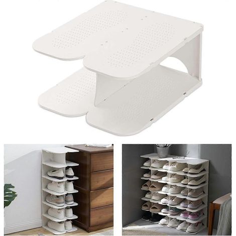 Étagère à chaussures réglable, range-chaussures empilable, gain de place, lot de 2 (1/5)